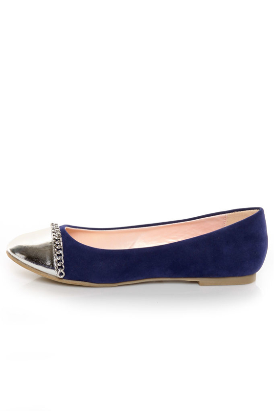 Promise Emporium Blue & Silver Cap-Toe Ballet Flats