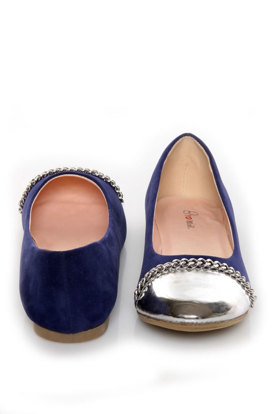 Promise Emporium Blue & Silver Cap-Toe Ballet Flats