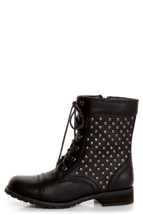 Promise Faith Black Studded Lace-Up Combat Boots