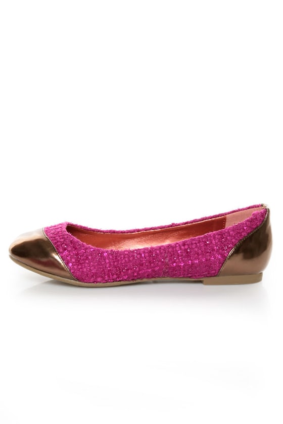 fuchsia pointed toe flats