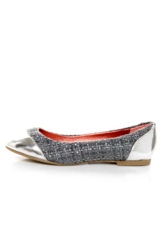 grey glitter flats