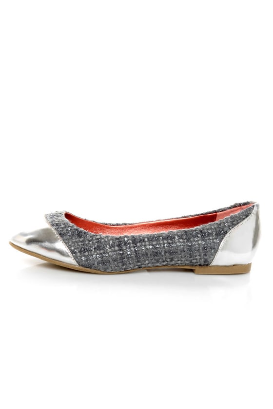 Promise Montreal Grey Sparkle Tweed Cap-Toe Flats