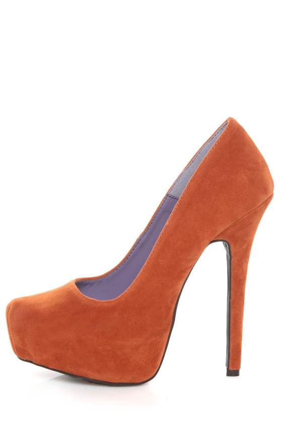Promise Real Orange Suede Platform Pumps