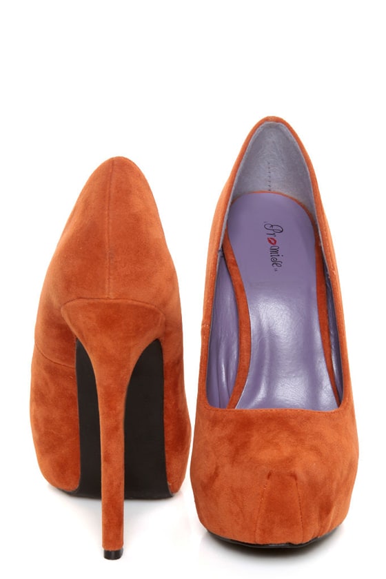 orange platform pumps