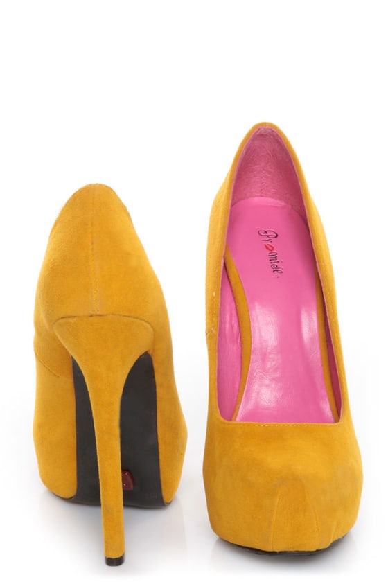 mustard yellow platform heels