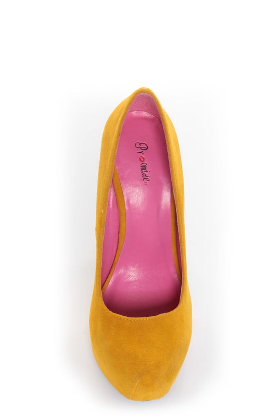mustard yellow platform heels