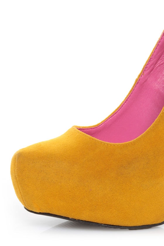 mustard yellow platform heels