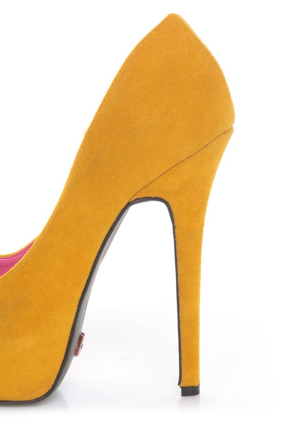 mustard platform heels