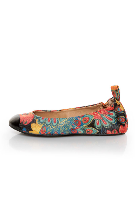 Penny Loves Kenny Nelly Black Multi Sparkle Print Cap Toe Flats