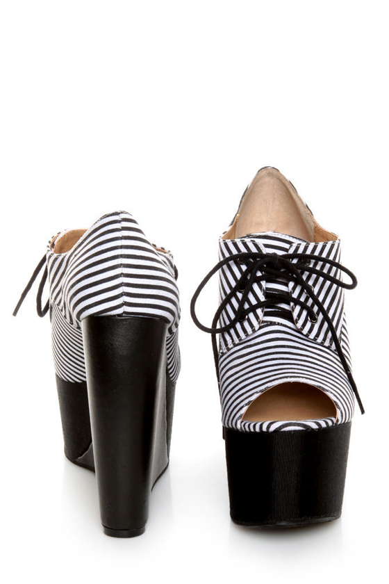 Penny Loves Kenny Niley Black and White Striped Oxford Platforms