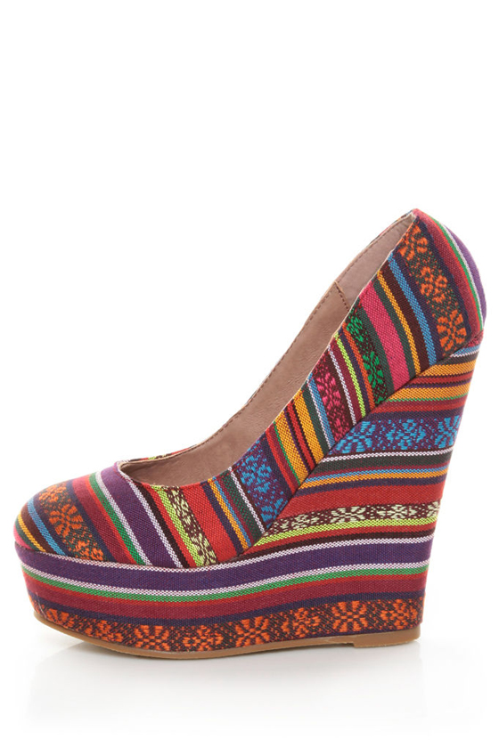Privileged Kimmy Multi Guatemala Stripe Platform Wedges