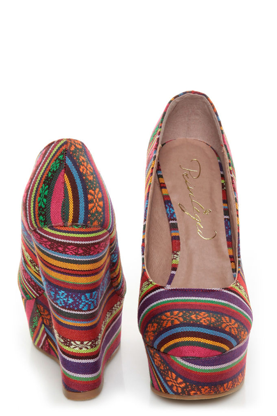 Privileged Kimmy Multi Guatemala Stripe Platform Wedges