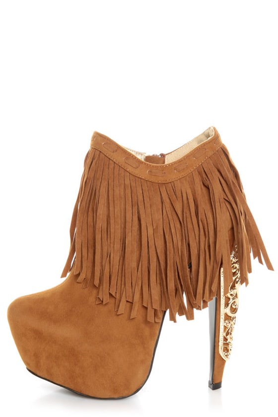chestnut platform booties