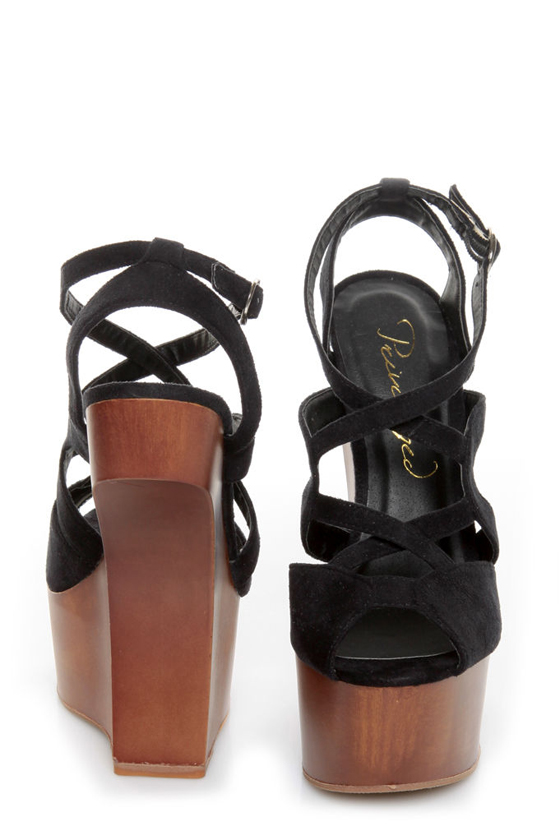 Privileged Sherman Black Strappy Heelless Platforms