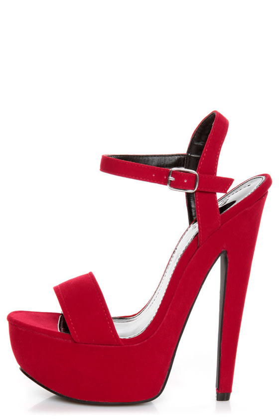 red velvet platform heels