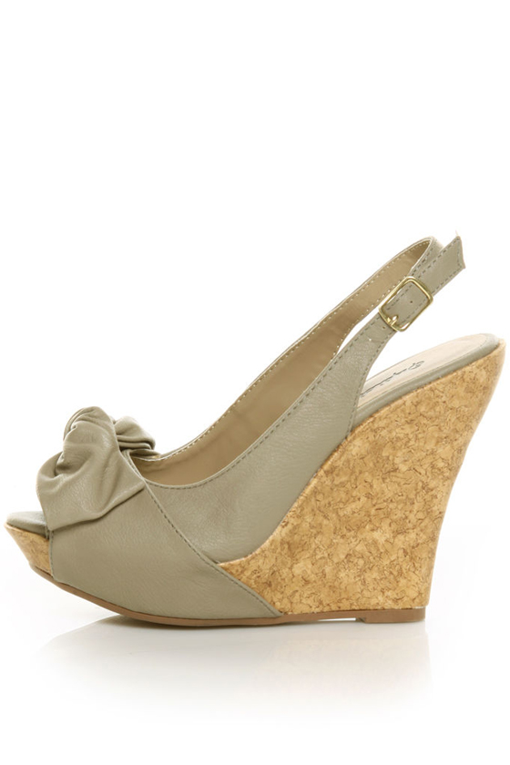 Qupid Ceduce 268 Taupe Slingback Cutie Pie Cork Wedges