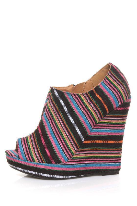 Qupid Enrich 124 Black Multi Stripe 