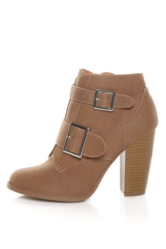 Qupid Miley 21 Camel Nubuck Buckled Ankle Boots - $40.00