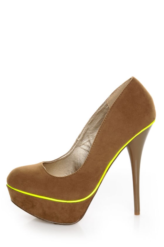 taupe platform pumps