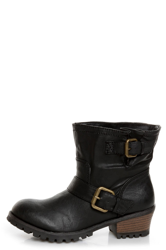 Qupid Reactor 01 Black Belted Ankle Boots