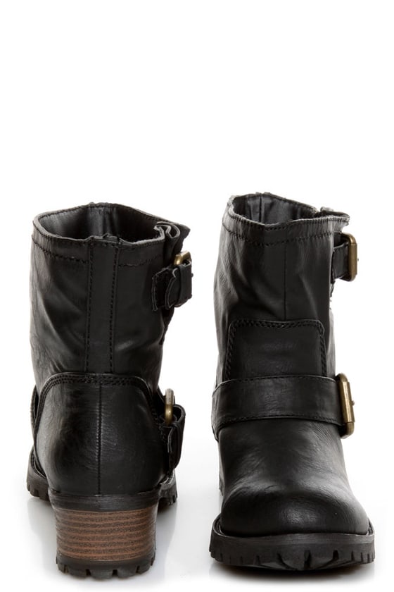 Qupid Reactor 01 Black Belted Ankle Boots - $43.00 - Lulus