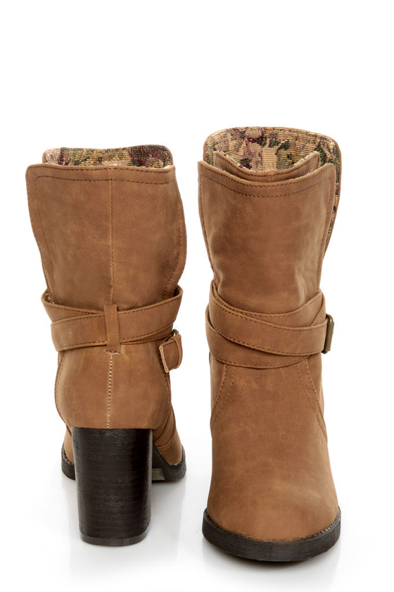 Qupid Rosdale 11 Camel Tapestry Convertible Boots