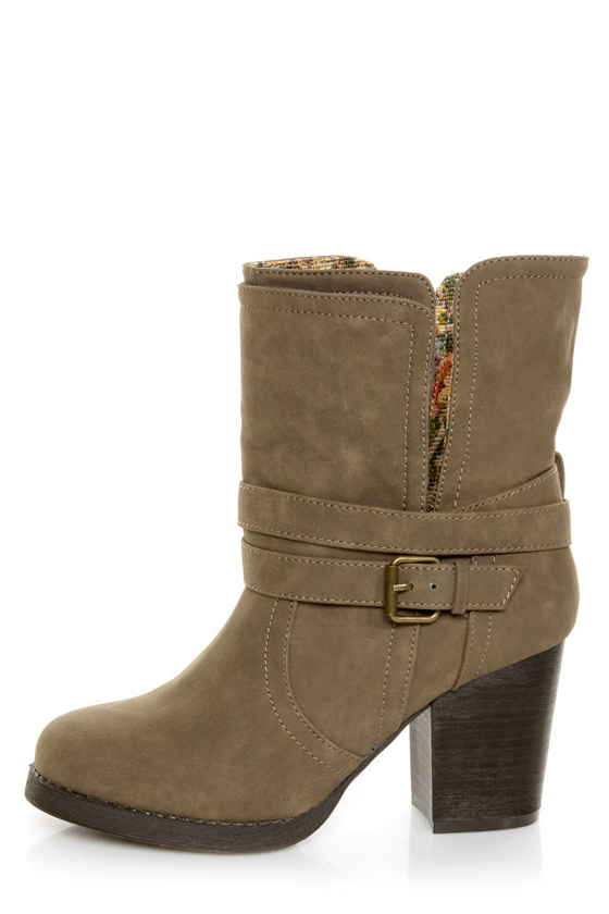 Qupid Rosdale 11 Dark Taupe Tapestry Convertible Boots