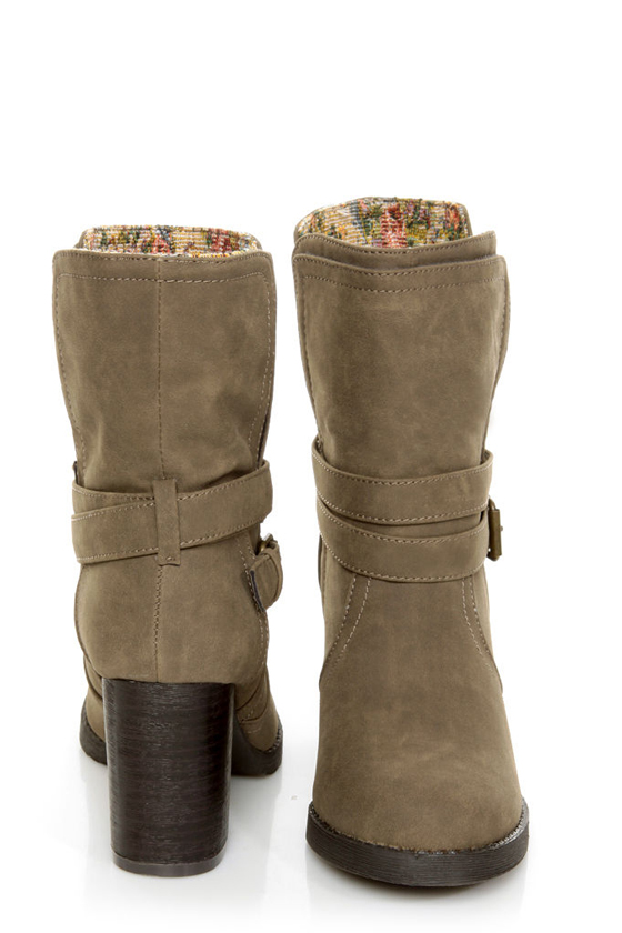Qupid Rosdale 11 Dark Taupe Tapestry Convertible Boots