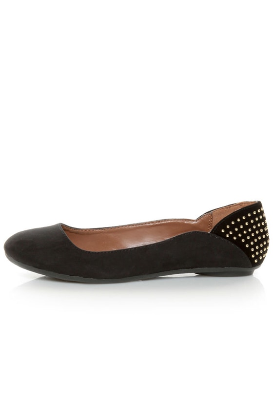 black studded ballet flats