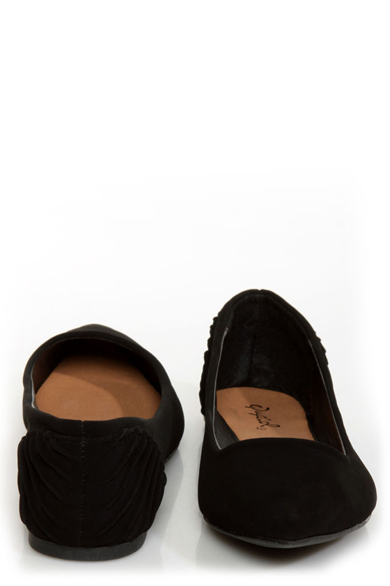 Qupid Site 05 Black Ruched Heel Pointed Flats