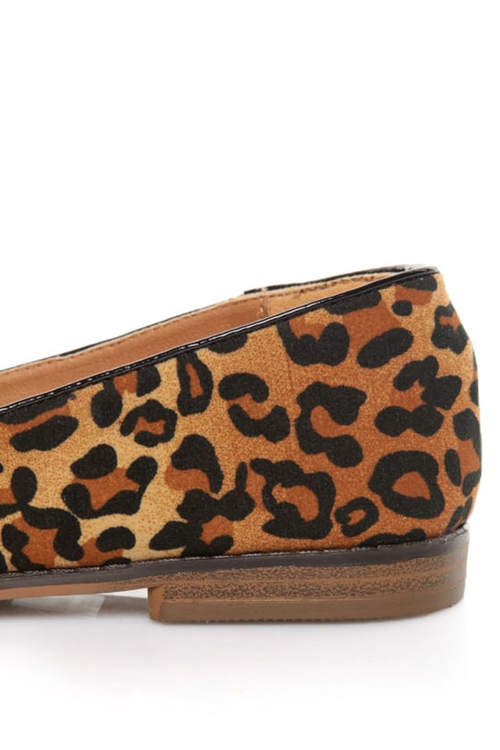 Qupid Strip 27 Camel Leopard Velvet Loafer Flats - $26.00
