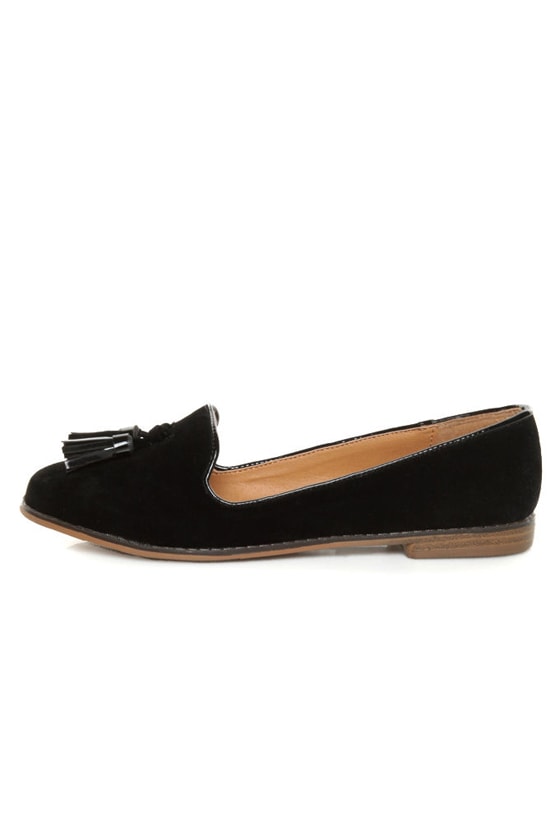 black tassel flats