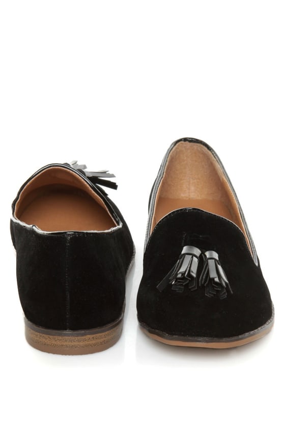 black tassel flats