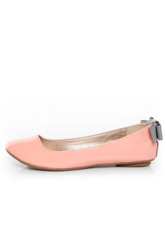 Qupid Thesis 153 Pink Patent Back Bow Ballet Flats - $24.00