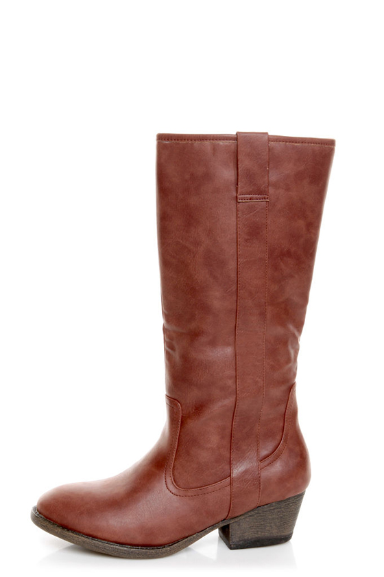 Qupid Trevor 02 Cognac Brown Classic Knee High Riding Boots