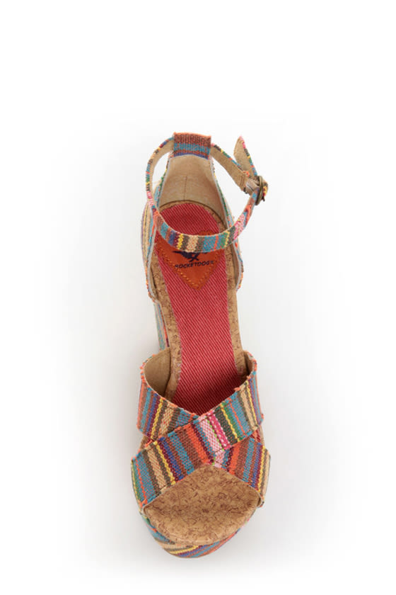 Rocket Dog Clara Tan Guatemala Stripe Wedge Sandals - $55.00