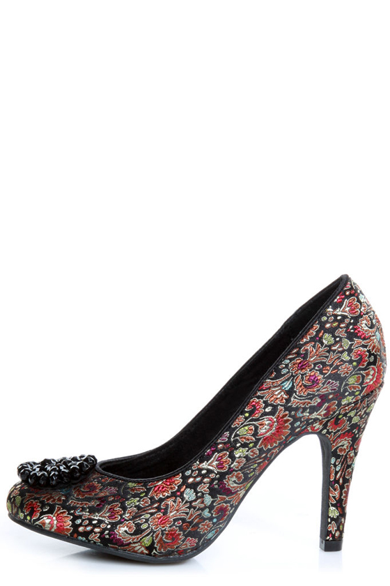 Rocket Dog Ophelia Black Opera Brocade Beaded Heels