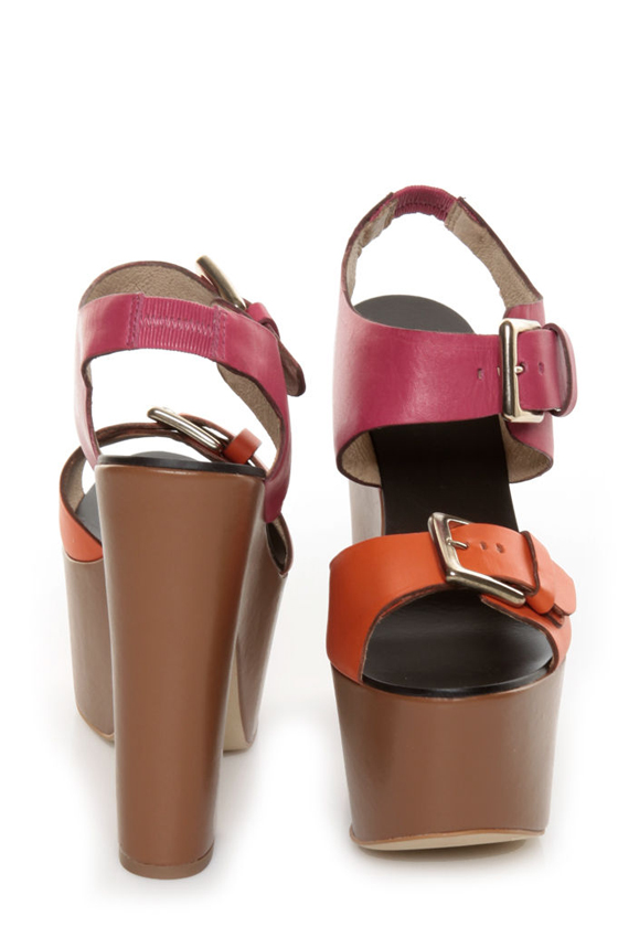 Report Signature Bruner Coral Color Block Platform Sandals