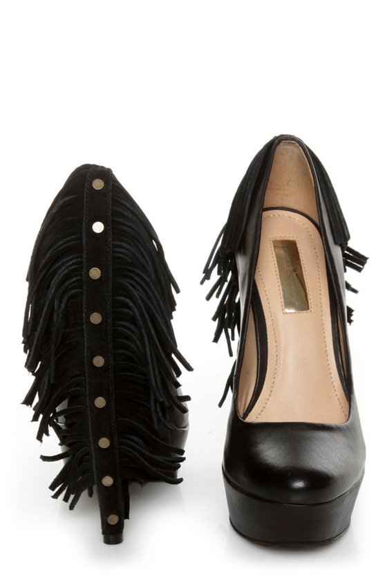 Report Signature Targee Black Fringe Platform Pumps