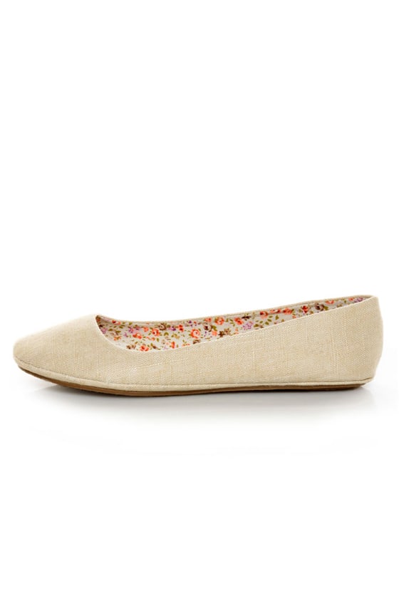 Soda Afar Beige Linen Ballet Flats - $15.00 - Lulus