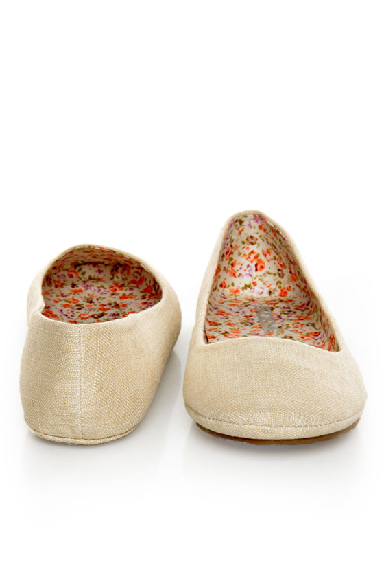 Soda Afar Beige Linen Ballet Flats