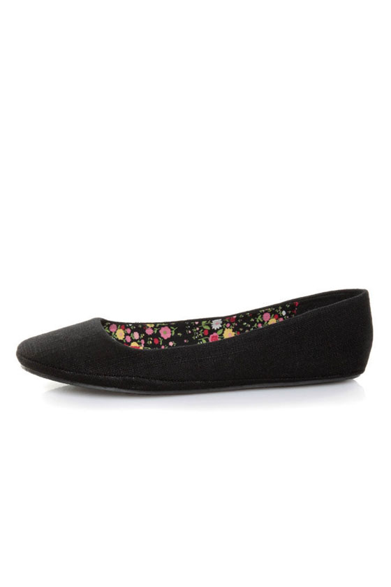 Soda Afar Black Linen Ballet Flats