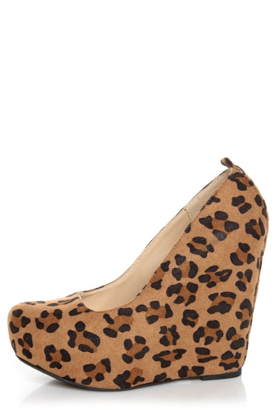 leopard platform wedges