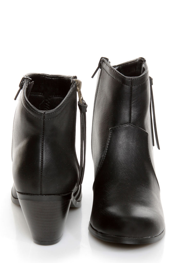 Soda Aloe Black Side Zipper Ankle Booties