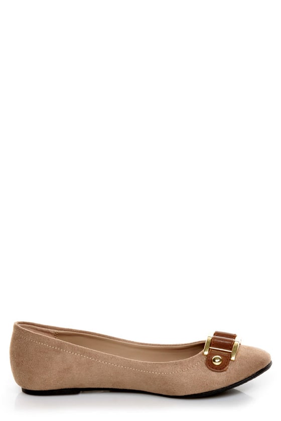 Soda Besty Light Taupe Charming Chain Ballet Flats
