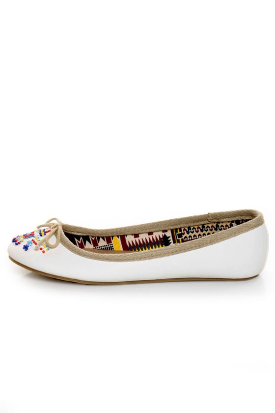 beaded white flats