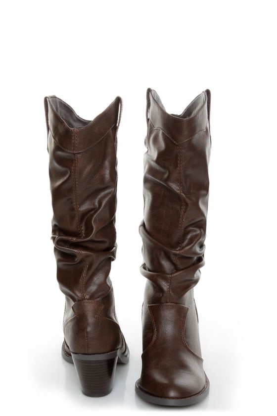 Soda Lode Brown Slouchy Mid Calf Boots