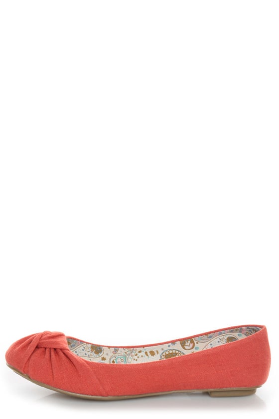 Soda Pozo Dark Salmon Linen Ruched Ballet Flats - $17.00 - Lulus