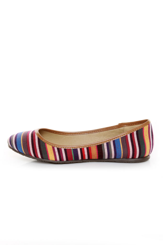 Soda Scout Purple Multi Stripe Ballet Flats