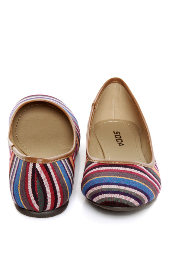 Soda Scout Purple Multi Stripe Ballet Flats